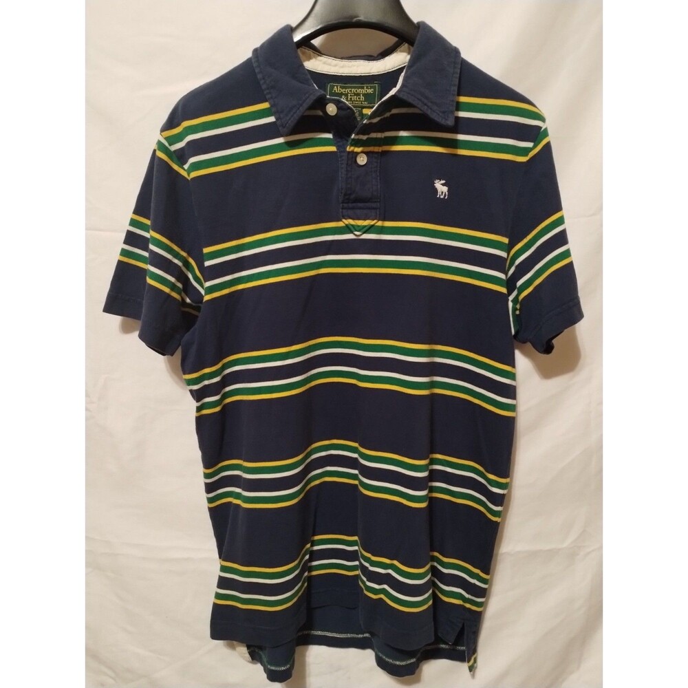 Abercrombie & Fitch Polo Men’s M Navy Striped Short Sleeve Cotton Knit